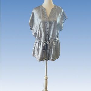 Sara Michelle Metallic Silver Blouse size L